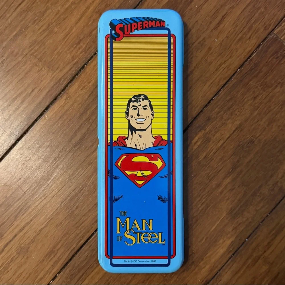 Vintage 1987 DC Comics Superman Man of Steel Pencil Case